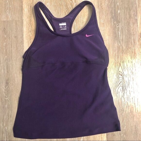 Nike purple racerback tank top built in bra sleeveless-S 4/6 - Picture 2 of 10